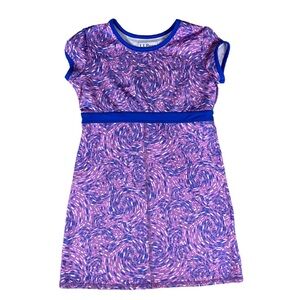 L.L. Bean Confetti Dress Girls Small 5/6 Purple Blue Athleisure Casual